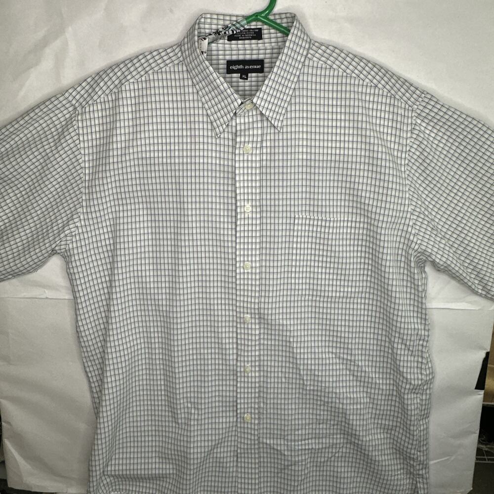 eighth Avenue Mens Large Plaid Flip Cuff Long Sleeve Button Up Shirt